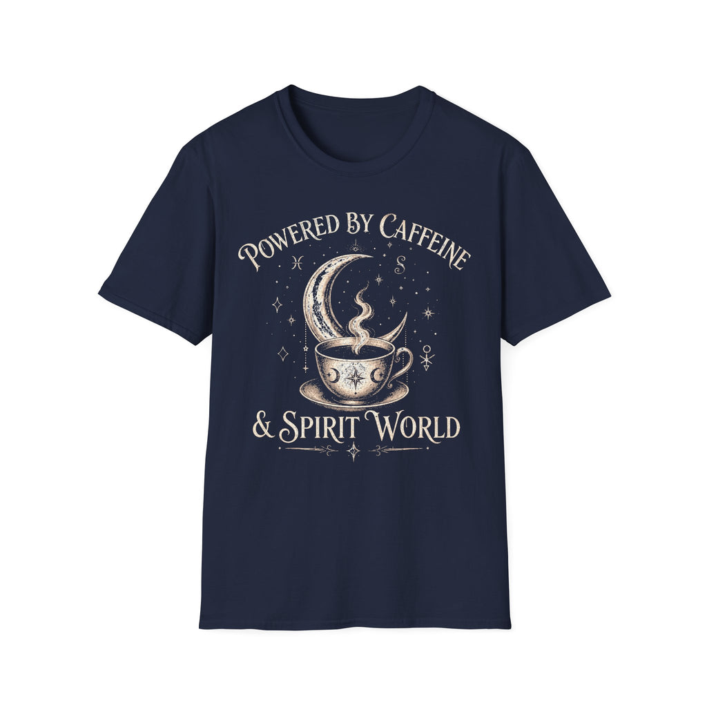 Powered By Caffeine And Spirit World T-Shirt