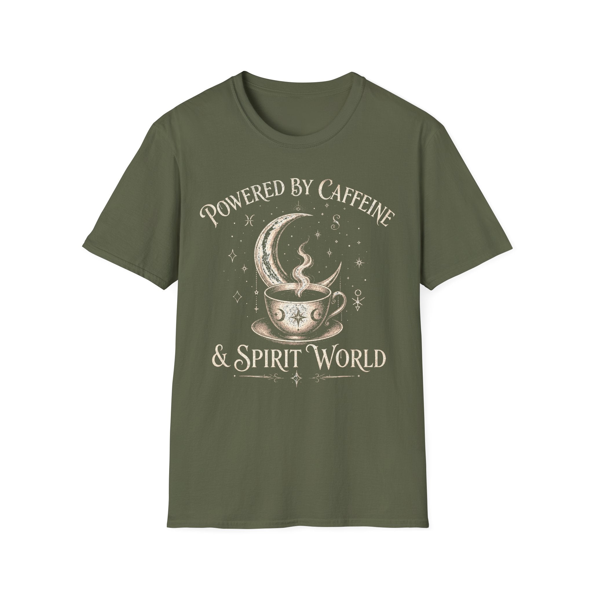 Powered By Caffeine And Spirit World T-Shirt